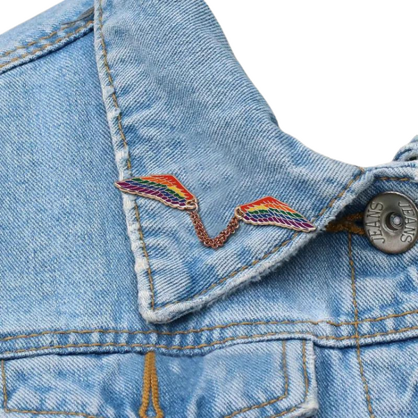 Rainbow Wings Enamel Pin