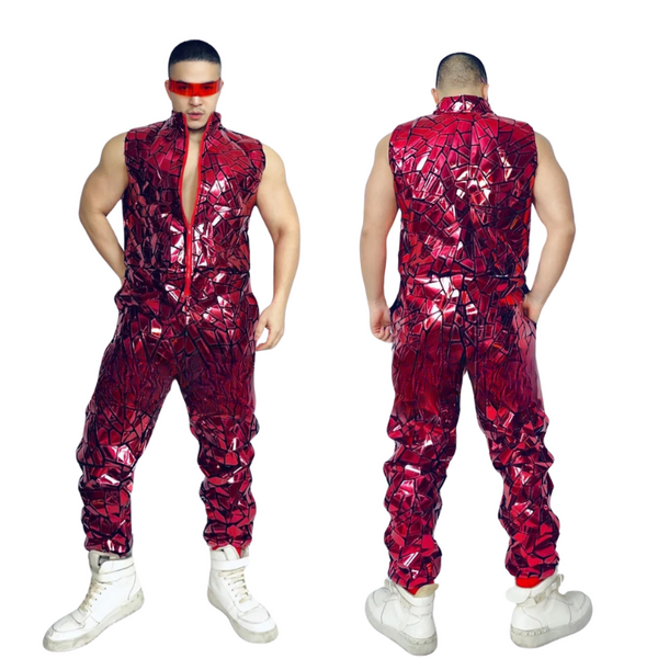 Red Mirror Overall Performance Costume Set