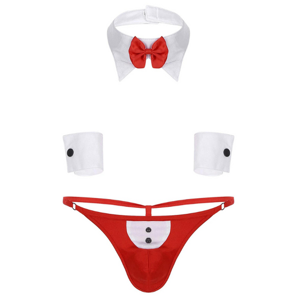 Red Naked Tuxedo Lingerie Costume