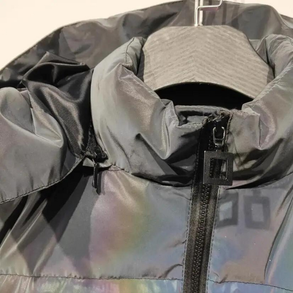 Reflective Luminous Zipper Hooded Puffer Jacket
