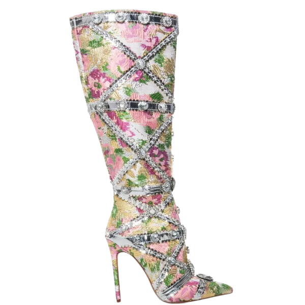 Riveting Romance Crystal Knee High Boots