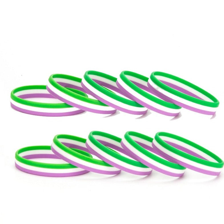 Genderqueer Pride Rubber Wristband (100 Pieces)