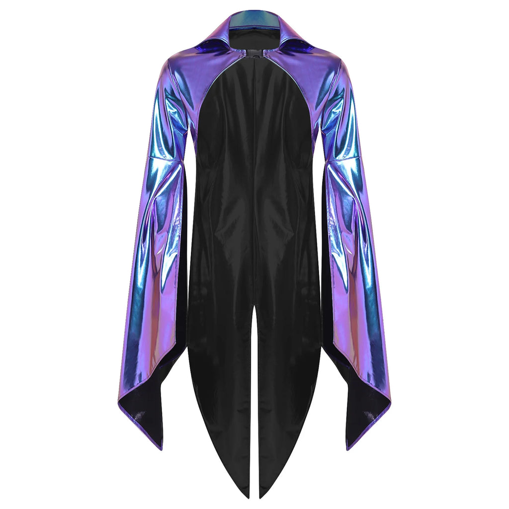 Shiny Statement Sleeved Cloak Poncho
