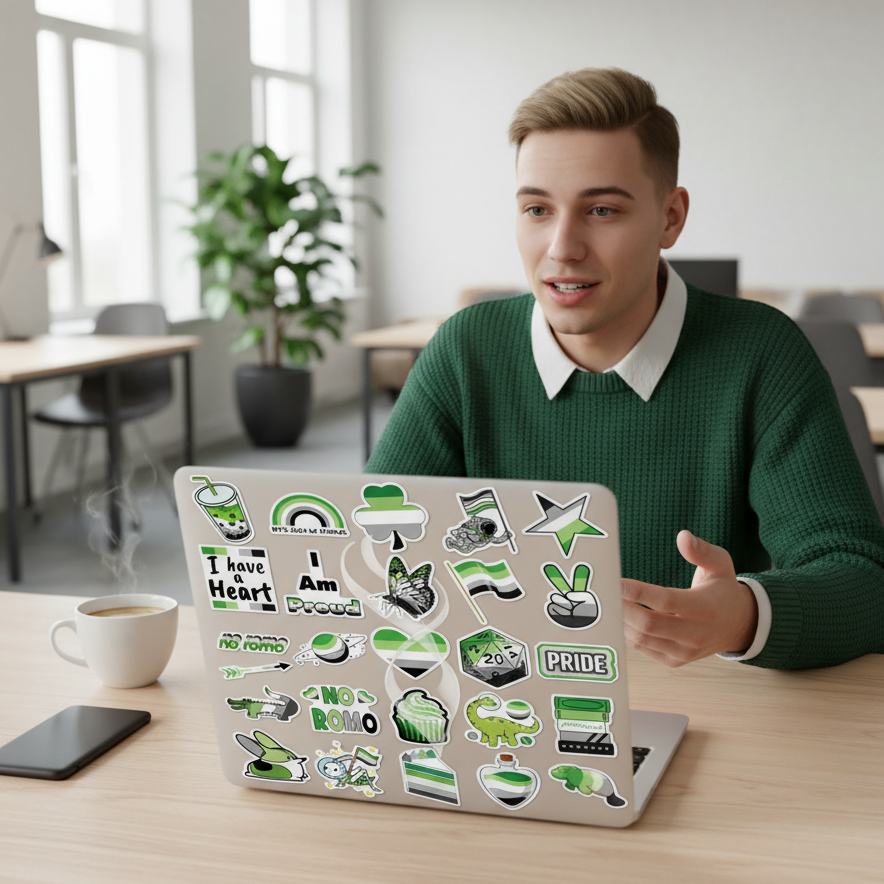 Lucky Dip Collection Of 100 Random Aromatic Pride Stickers!