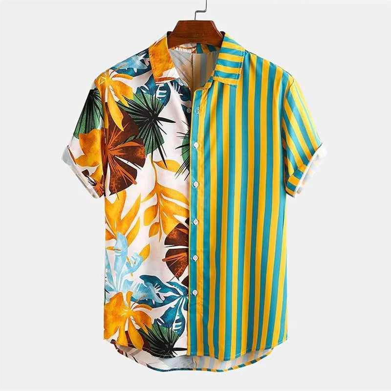Hawaiian Striped Half Half Shirt