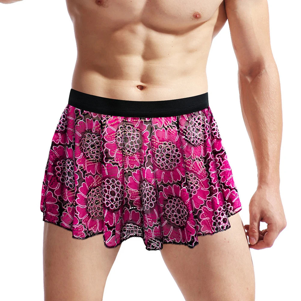 Lace Floral Men's Sissy Vintage Skirt