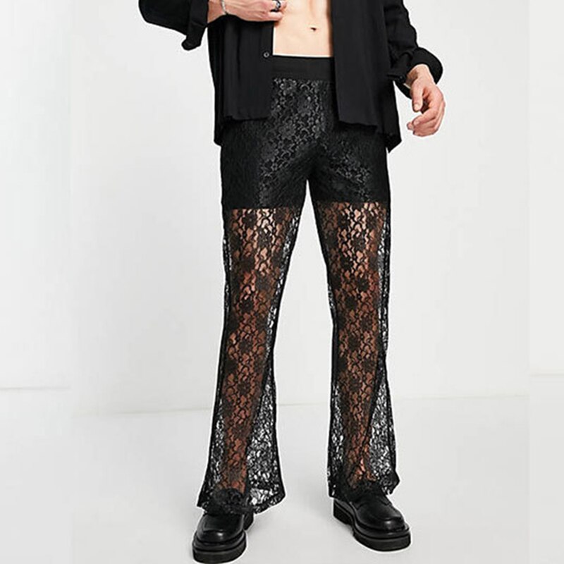 Black Flared Lace Trousers