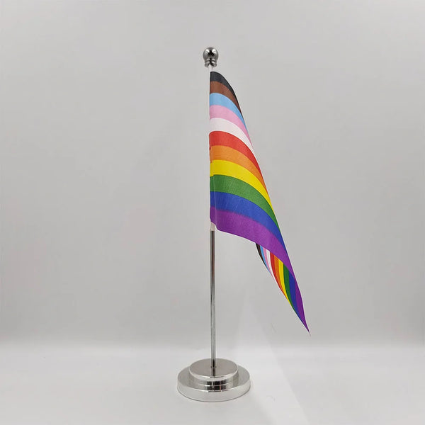 LGBTQ+ Pride Desk Flag With Stand