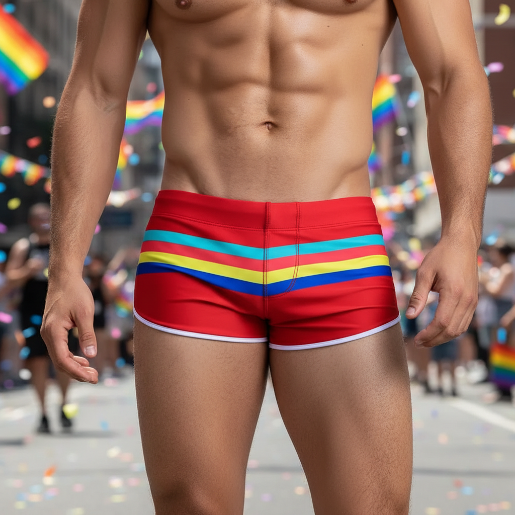 Pride Stripe Swim Trunks