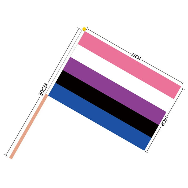 100 x Hand-Held Genderfluid Pride Flags
