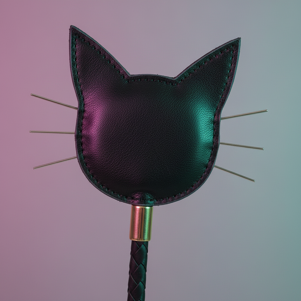 Cat-Shaped Leather Paddle Horse Whip