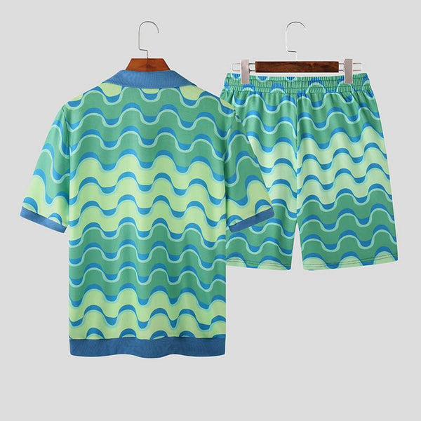 Ocean Waves Short Sleeve Shirt & Shorts
