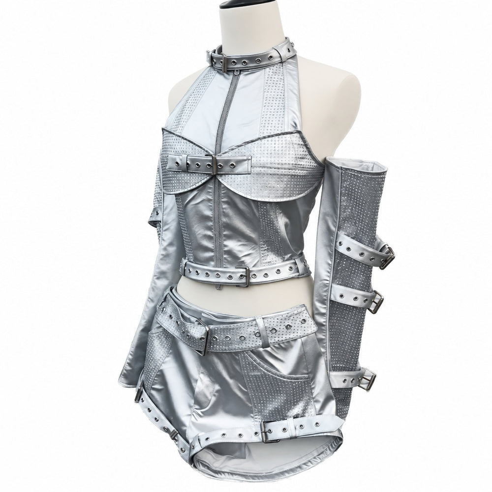 Silver K-Pop Girl Group Outfit