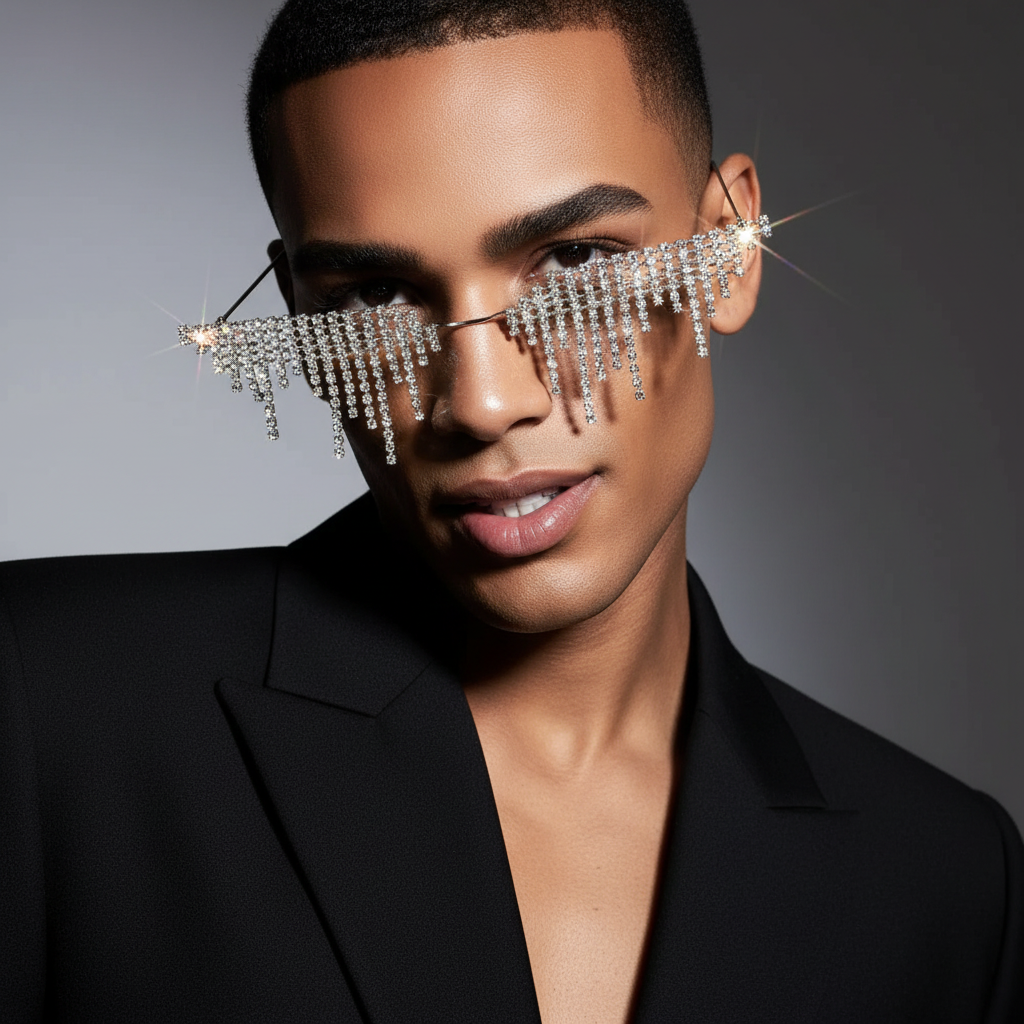 Rhinestone Tassel Glasses Frame