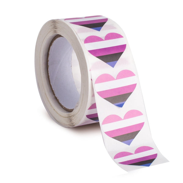  500 Genderfluid Pride Heart Stickers On A Roll by Queer In The World sold by Queer In The World: The Shop - LGBT Merch Fashion