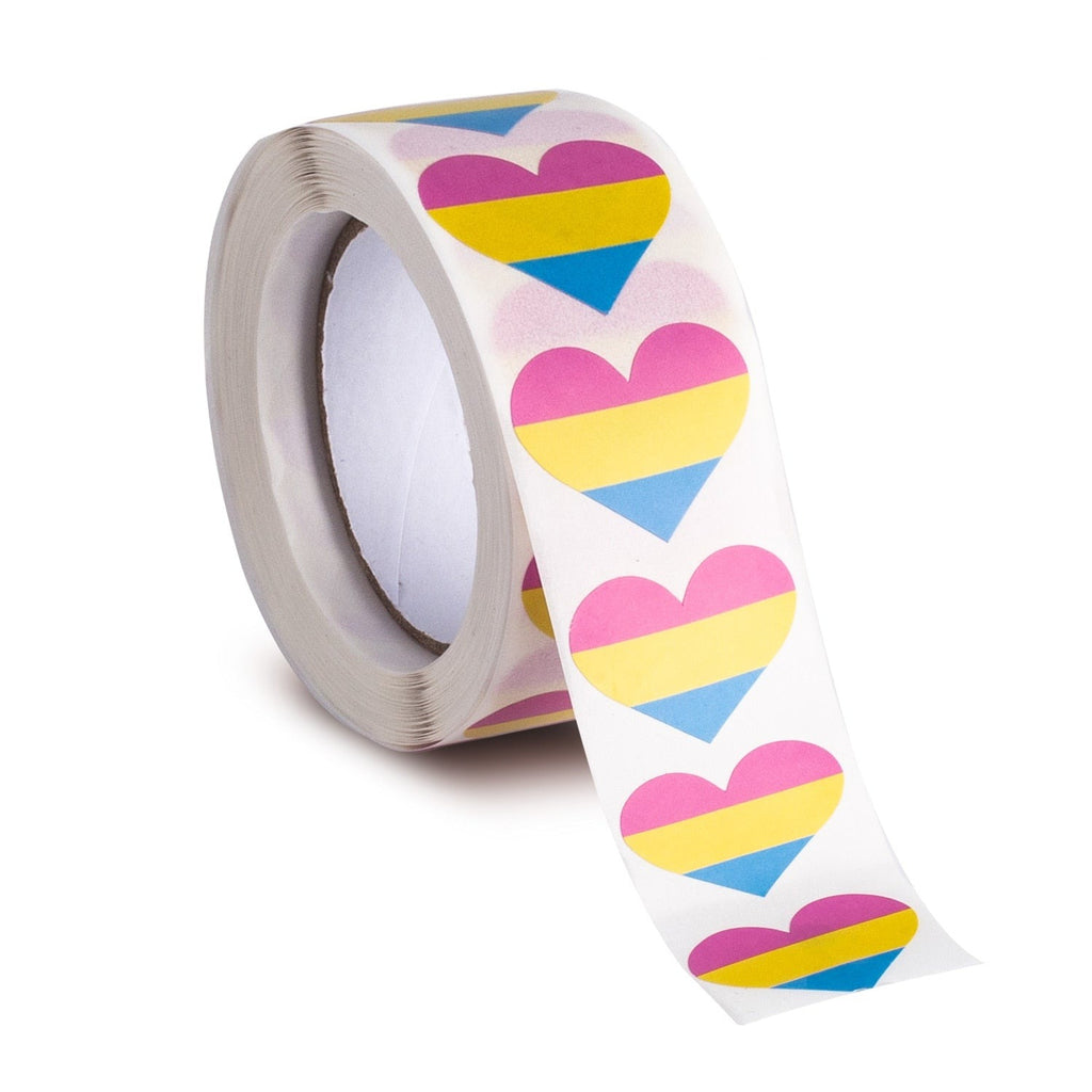 500 Pansexual Pride Heart Stickers On A Roll