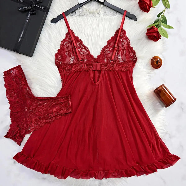 *Sheer Lace Erotic Babydoll Sleepwear