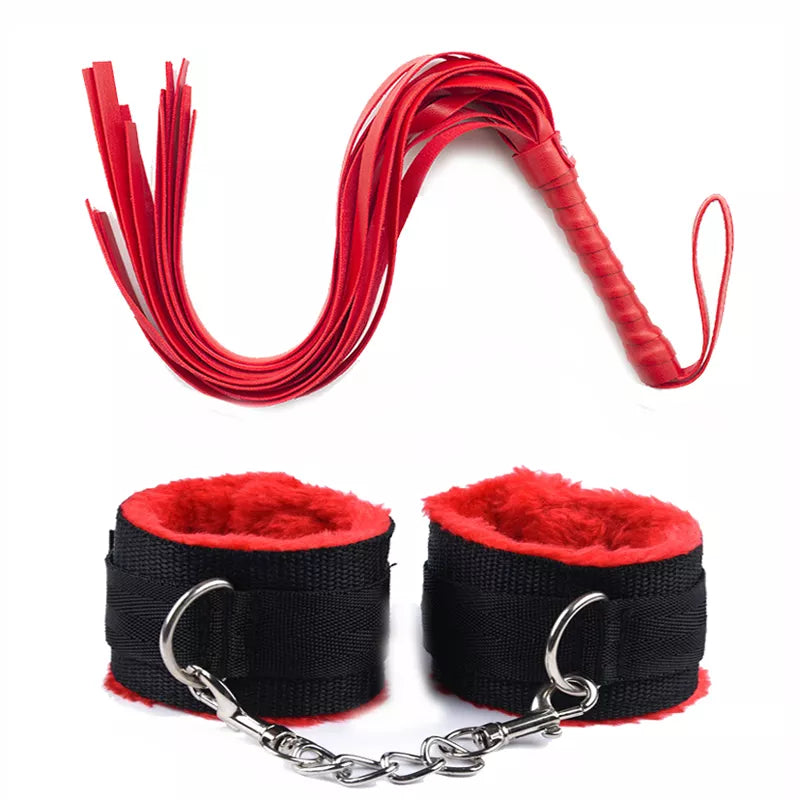 Red S&M Whip And Handcuffs Set by Queer In The World sold by Queer In The World: The Shop - LGBT Merch Fashion