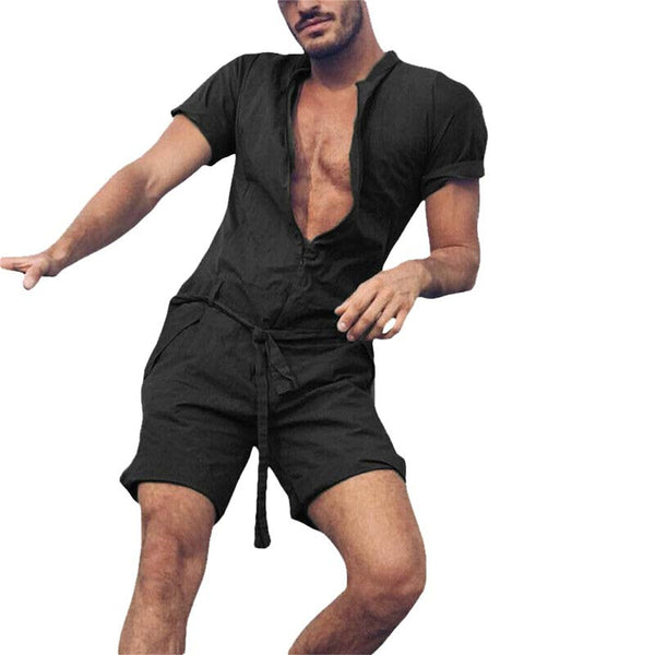 Black V Neck Short Sleeve Casual Romper by Queer In The World sold by Queer In The World: The Shop - LGBT Merch Fashion