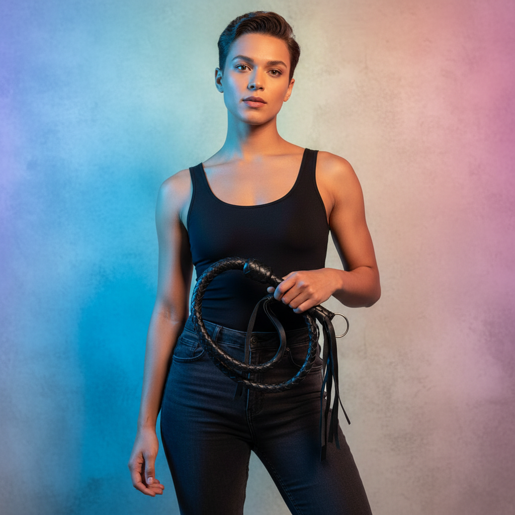 Premium Leather Flogger with Wrist Strap
