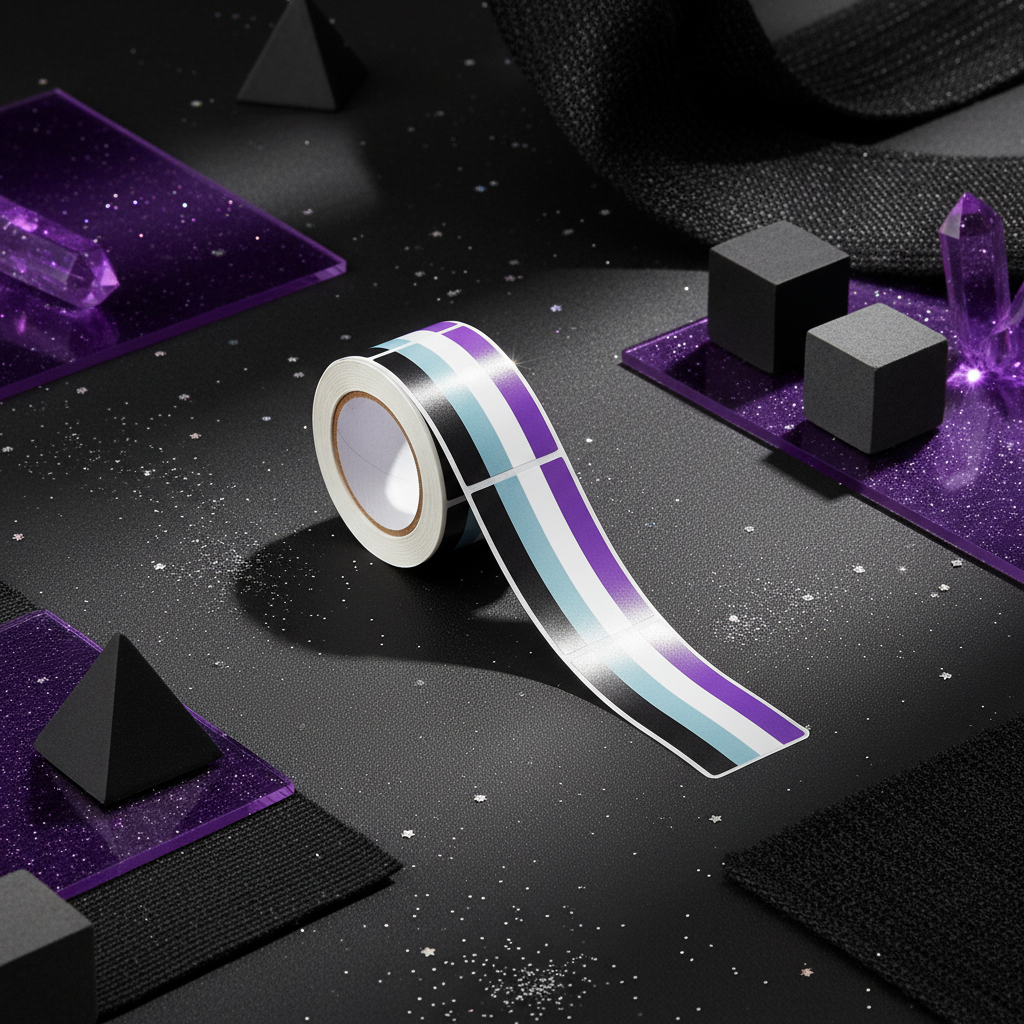 250 Asexual Pride Flag Stickers On A Roll