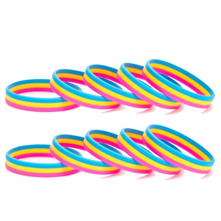 Pansexual Pride Rubber Wristband (100 Pieces)