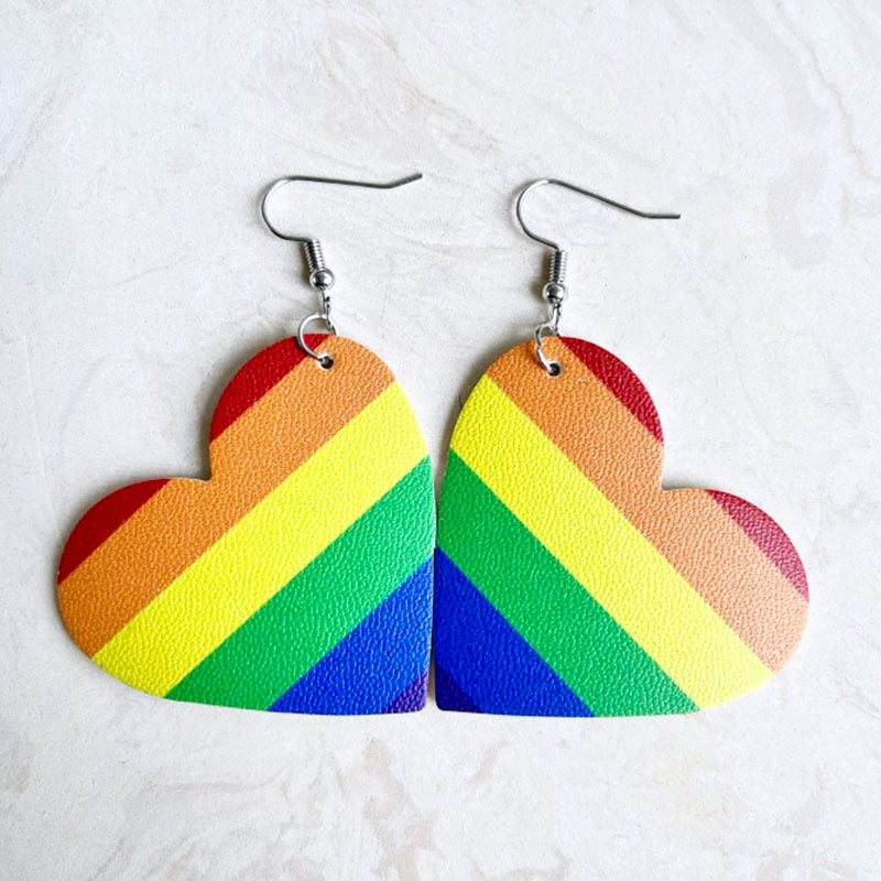  LGBT Pride Heart Earrings by Queer In The World sold by Queer In The World: The Shop - LGBT Merch Fashion