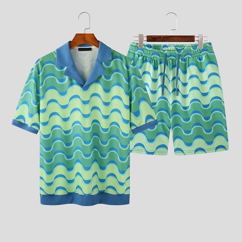 Ocean Waves Short Sleeve Shirt & Shorts