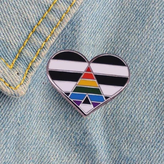  Straight Ally Pride Heart Enamel Pin by Queer In The World sold by Queer In The World: The Shop - LGBT Merch Fashion