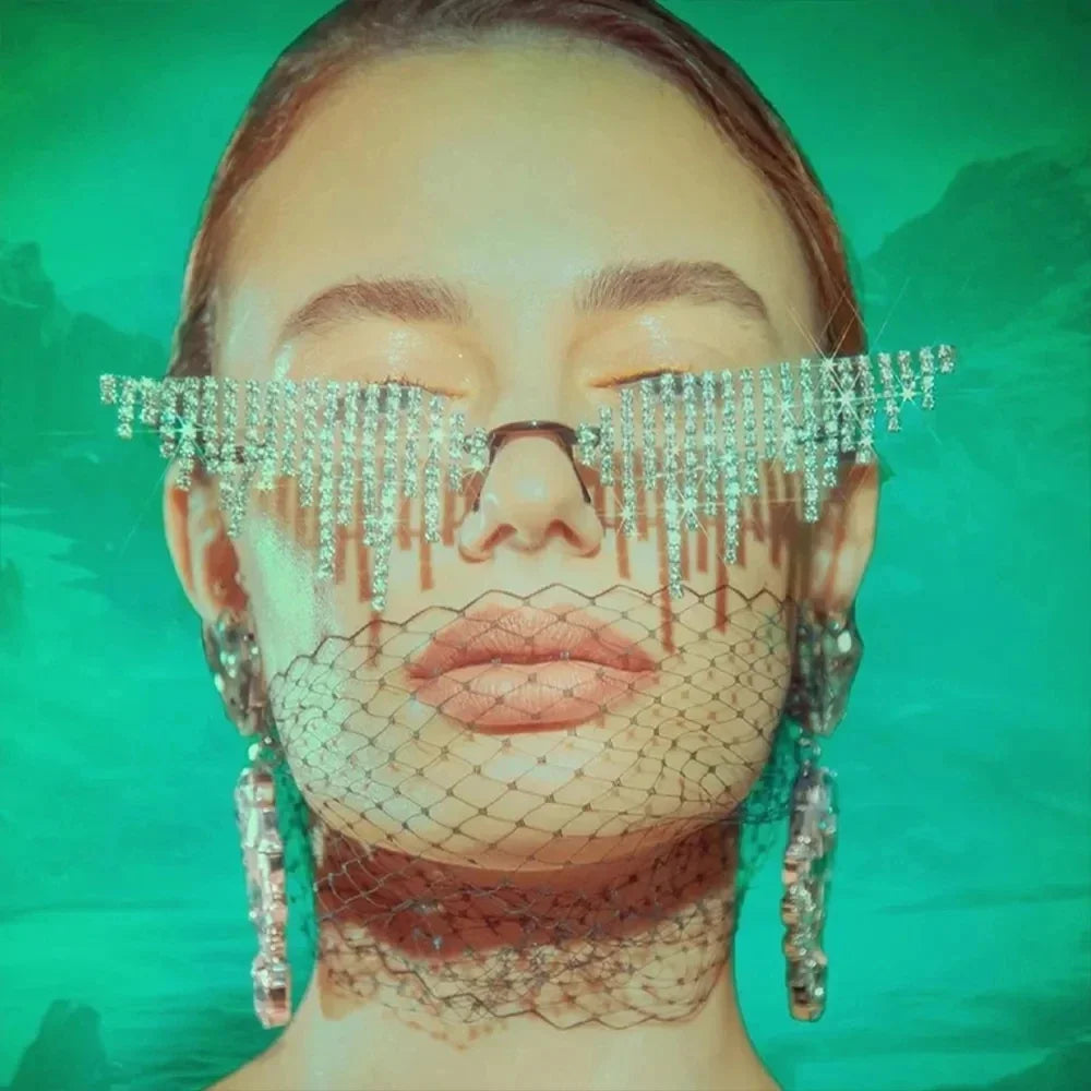 Rhinestone Tassel Glasses Frame