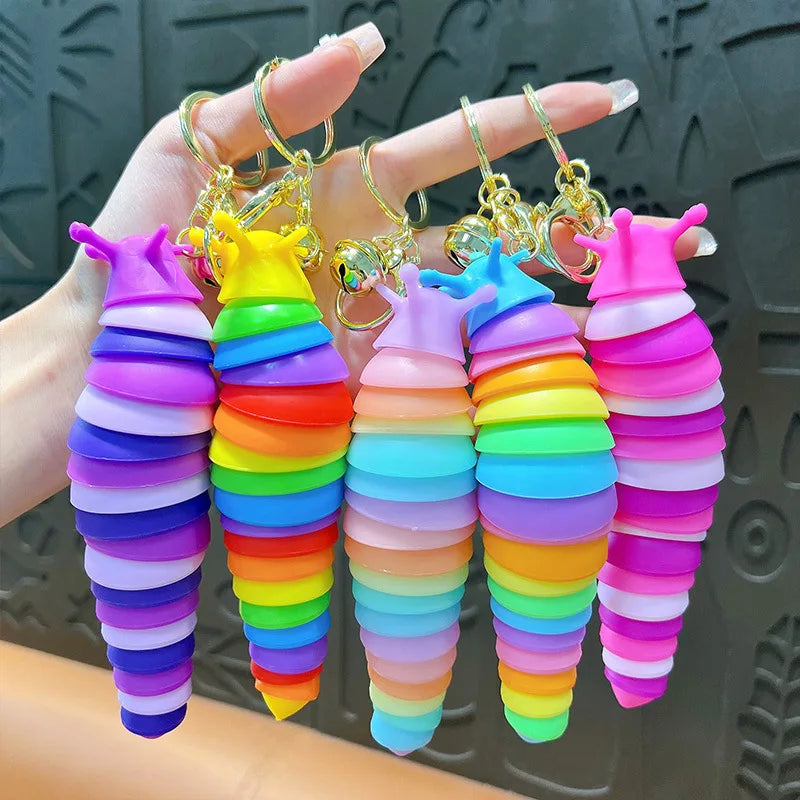 Rainbow Fidget Slug Keychain