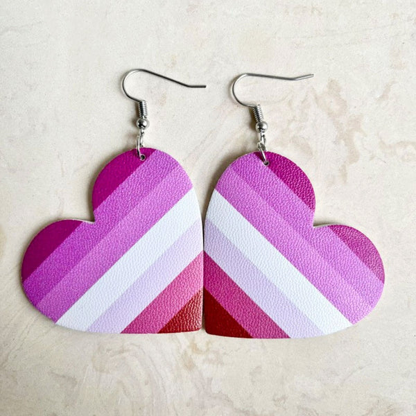 Lesbian Pride Heart Earrings