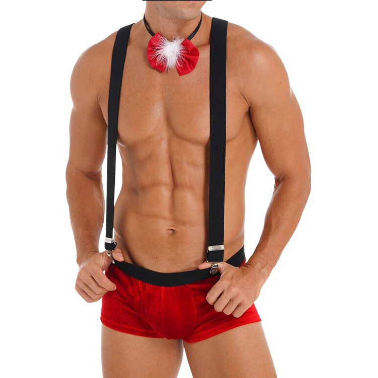 Santa's Naughty Xmas Velvet Suspenders Suit