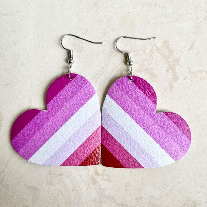 Lesbian Pride Heart Earrings