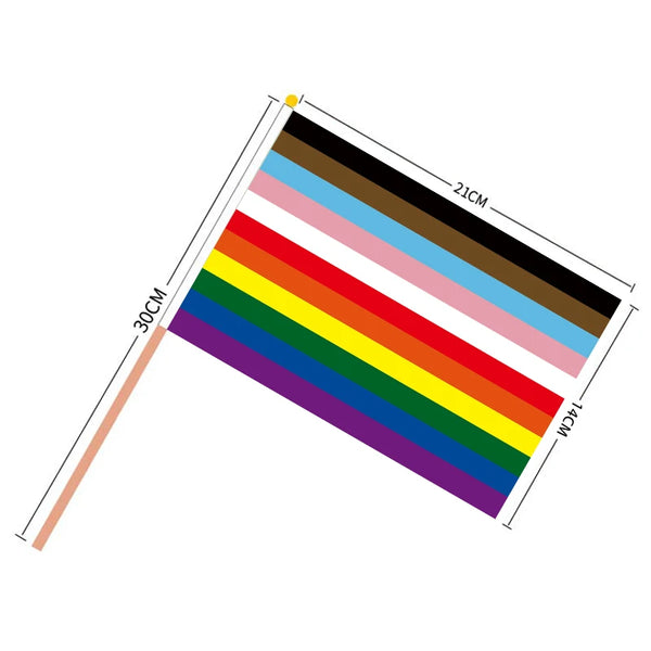 100 x Hand-Held Inclusive POC Pride Flag Flags