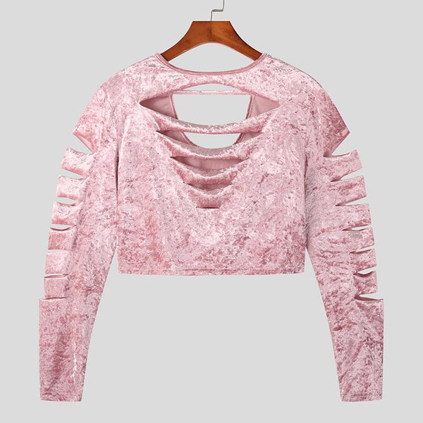  Pink Velvet Crop Top by Queer In The World sold by Queer In The World: The Shop - LGBT Merch Fashion