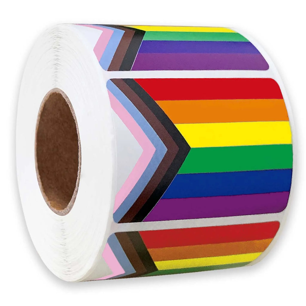 500 LGBT Pride Progress Flag Stickers On A Roll