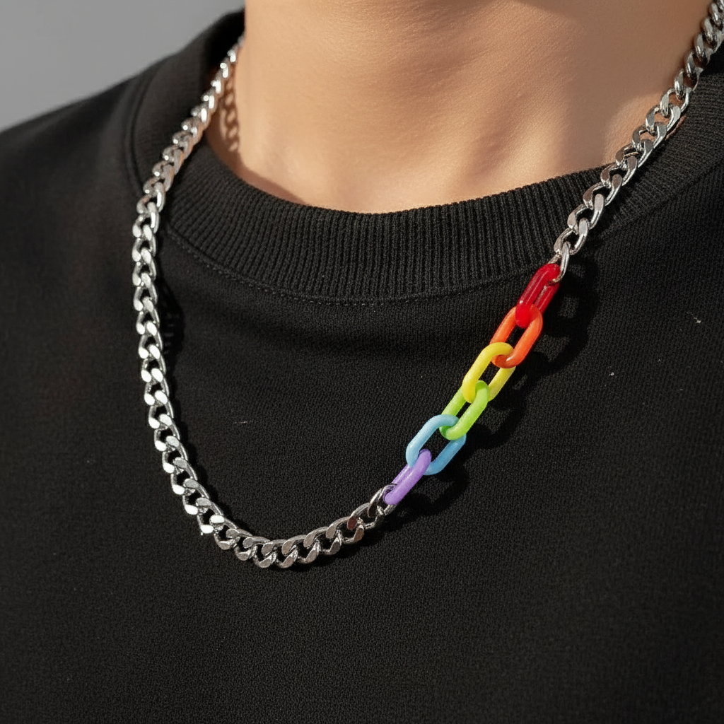 Rainbow Acrylic Link Necklace