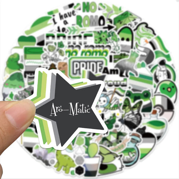 Lucky Dip Collection Of 100 Random Aromatic Pride Stickers!