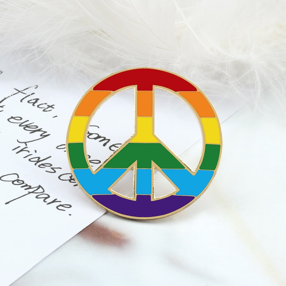  LGBT Peace Enamel Pin by Queer In The World sold by Queer In The World: The Shop - LGBT Merch Fashion