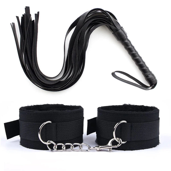 Black S&M Whip And Handcuffs Set by Queer In The World sold by Queer In The World: The Shop - LGBT Merch Fashion