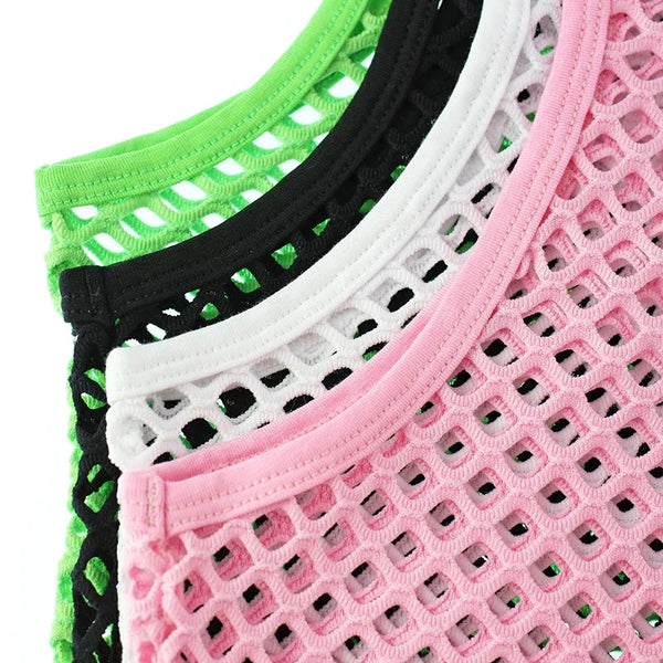 Coloured Mesh Tank Tops