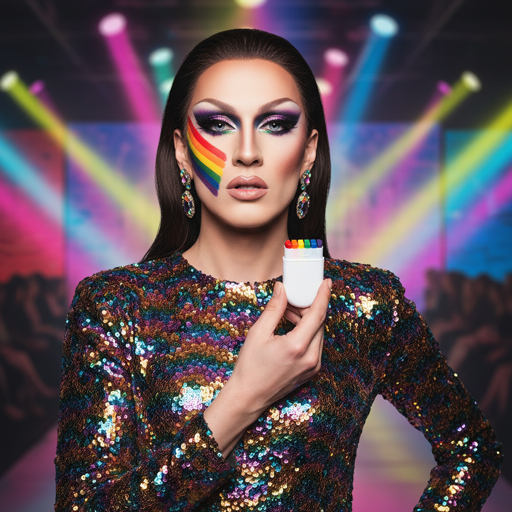 Gay Pride Rainbow Face Paint Fanbrush