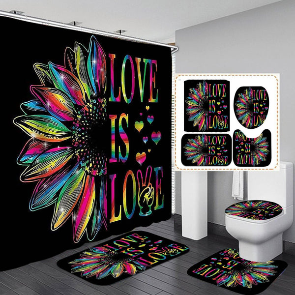 Love Is Love Gay 4-Piece Shower Curtain Bathroom Set