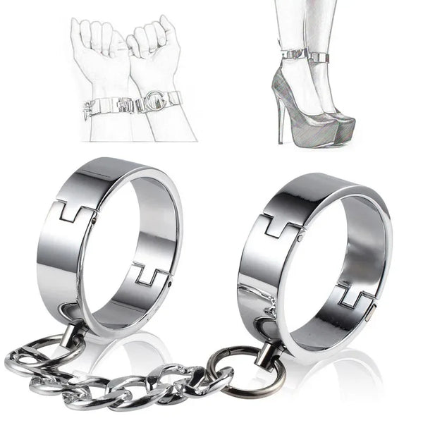 Chain Link Elegance Metallic Bondage Cuffs
