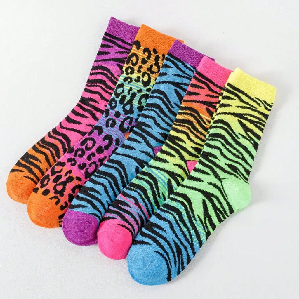 Safari Disco Leopard Socks (5 Pairs)