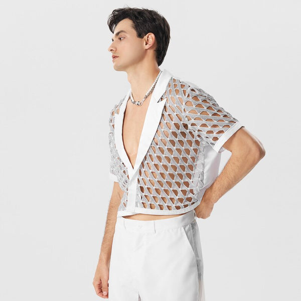  White Divinity Mesh Blazer by Out Of Stock sold by Queer In The World: The Shop - LGBT Merch Fashion