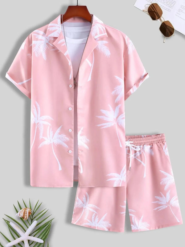 Pink Hawaiian Floral Short Sleeve Shirt + Shorts (2 Piece Outfit) by Queer In The World sold by Queer In The World: The Shop - LGBT Merch Fashion