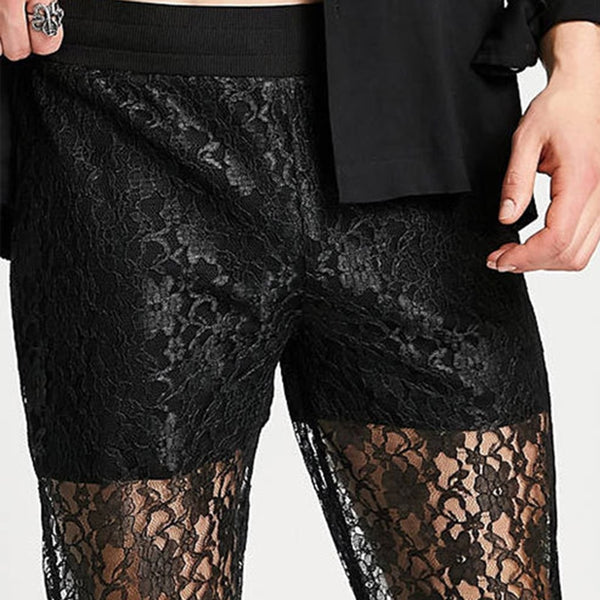 Black Flared Lace Trousers