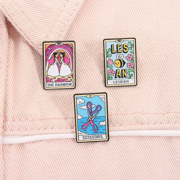 Lesbian Tarot Card Enamel Pins